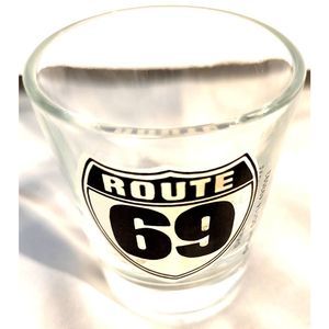 Shot Glass Route 69 Black & White Road Sign Standard Size